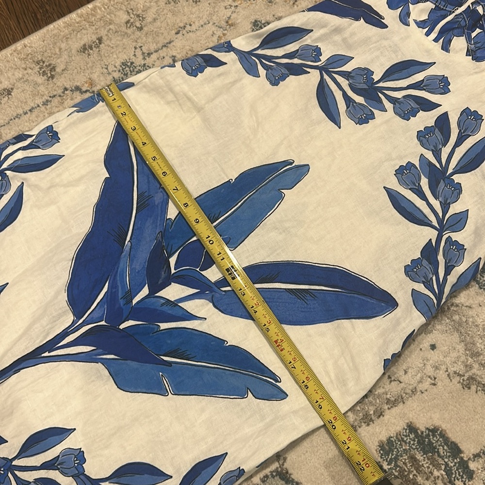 FARM Rio White Maxi Dress w/Bold Blue Floral Print Medium Like NEW! 100% Linen. - Picture 14 of 15